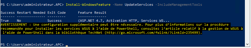 Image de la sortie de la commande